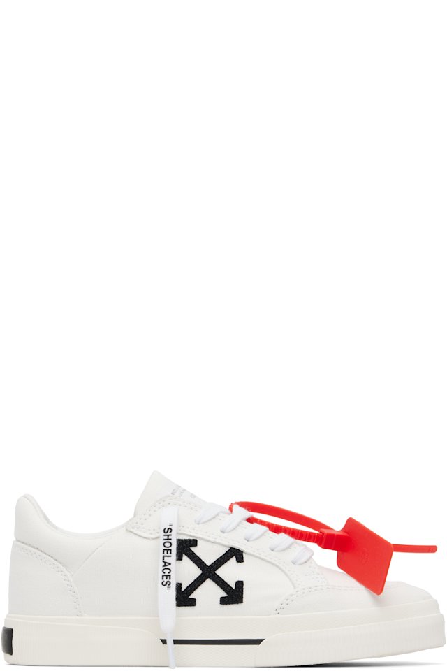 Off-White — White Vulcanized Low Canvas Sneakers