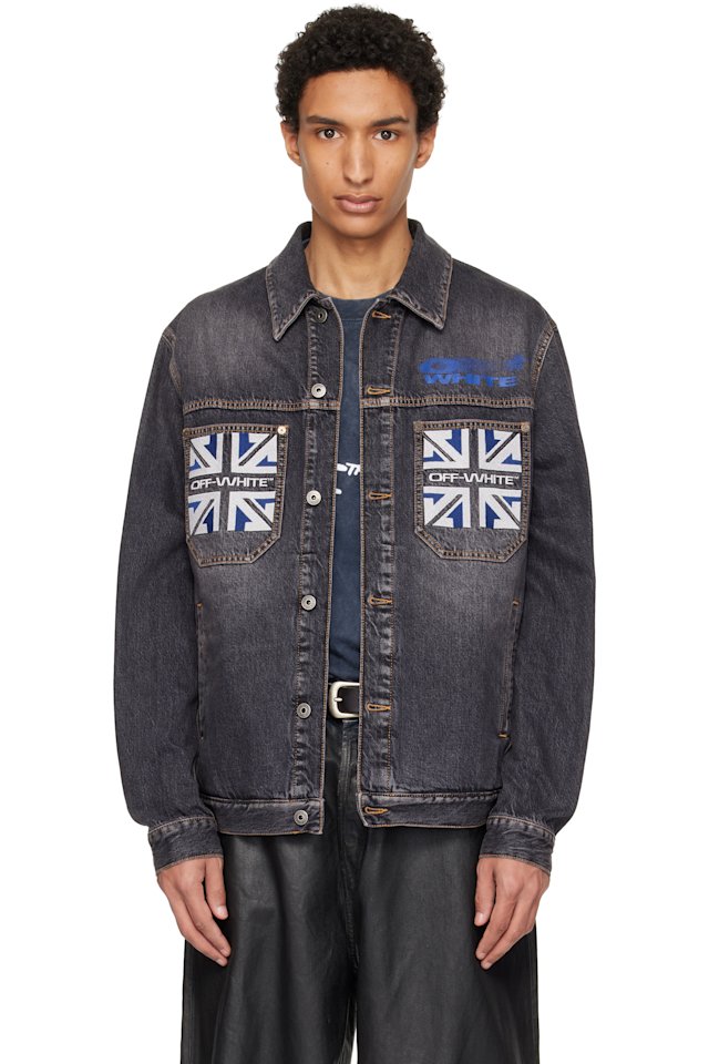 Off-White — Black Royal Flag Skate Denim Jacket