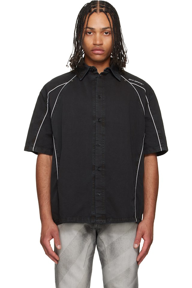Off-White — Black Garment-Dyed Sporty Bowling Shirt
