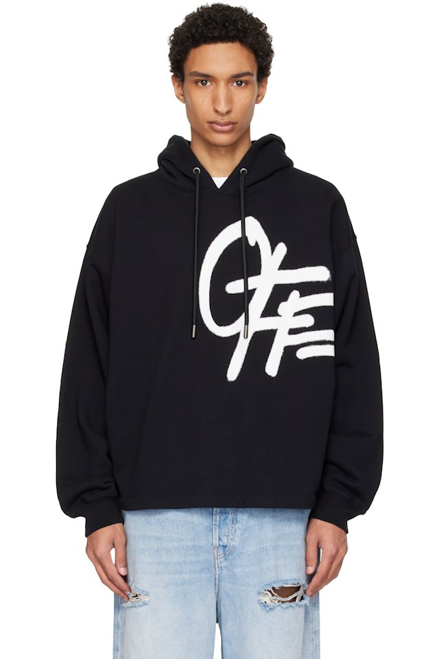 Off-White — Black Spray Logo Loose Hoodie