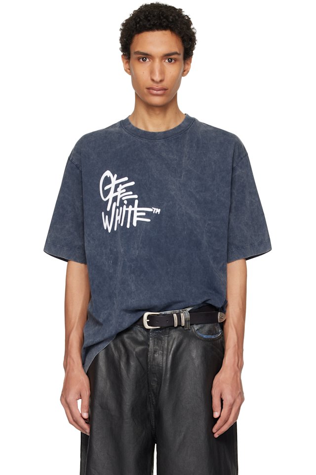 Off-White — Navy Spray Painting Skate T-shirt