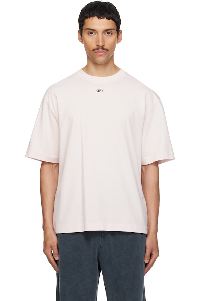 Off-White — Pink Rubbed Paint Arrow Skate T-shirt