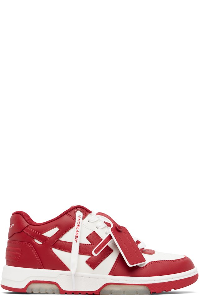 Off-White — Red & White Out Of Office Calf Leather Sneakers