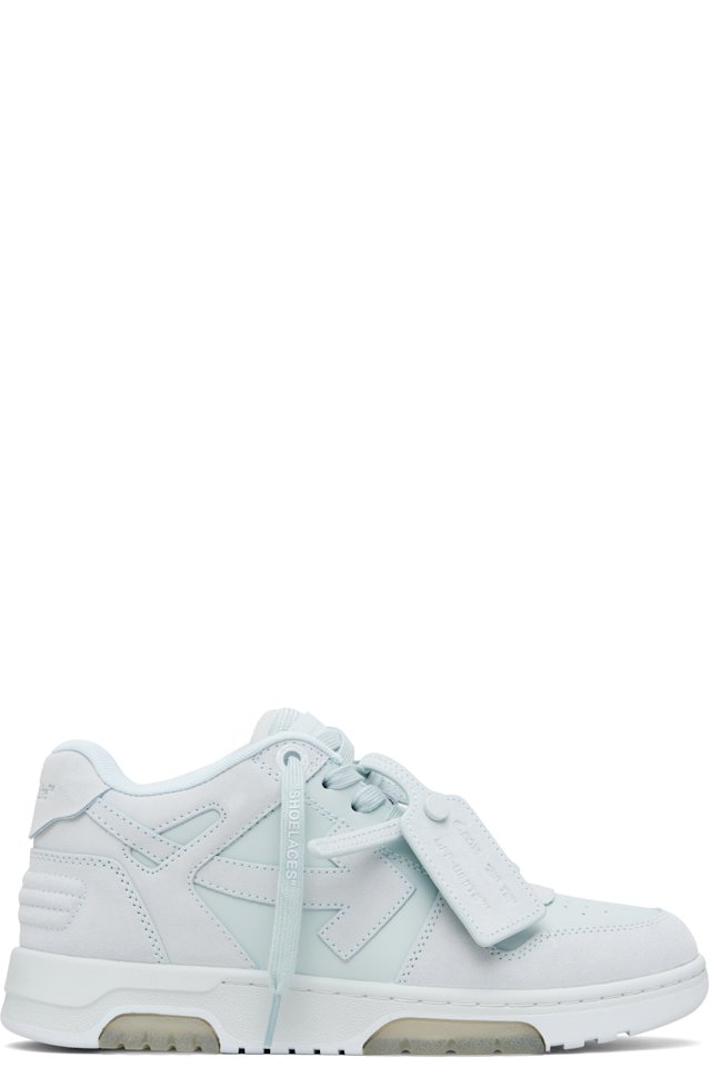 Off-White — Blue 'Out Of Office' Calf & Suede Sneakers