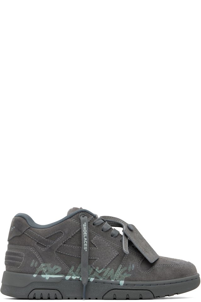 Off-White — Gray Out Of Office "For Walking" Suede Sneakers