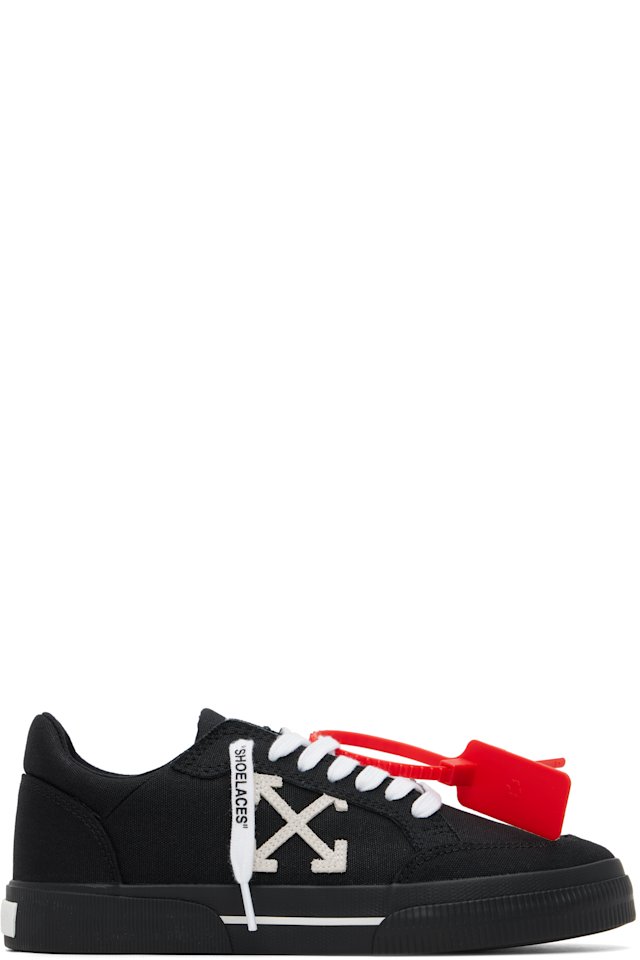 Off-White — Black Vulcanized Low Canvas Sneakers