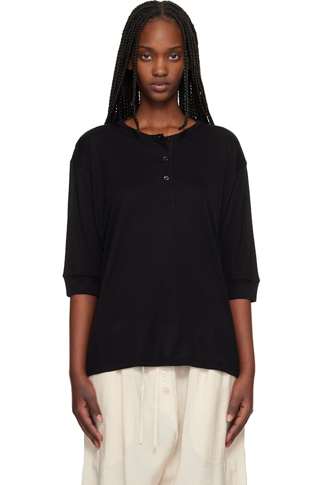 Studio Nicholson — Black Lorem Jersey Henley