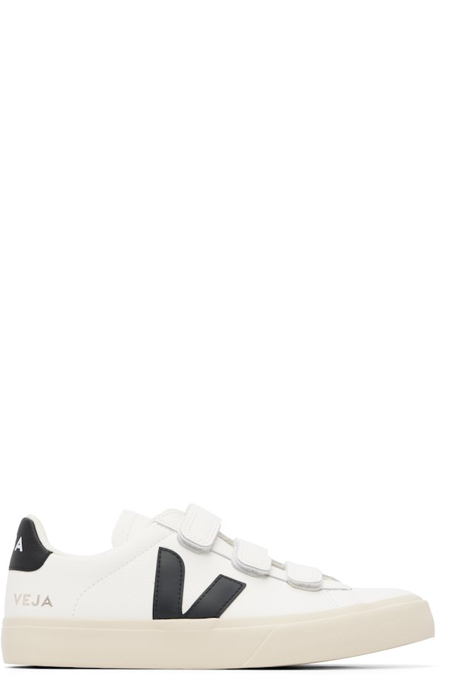 VEJA — White & Black Recife Leather Sneakers