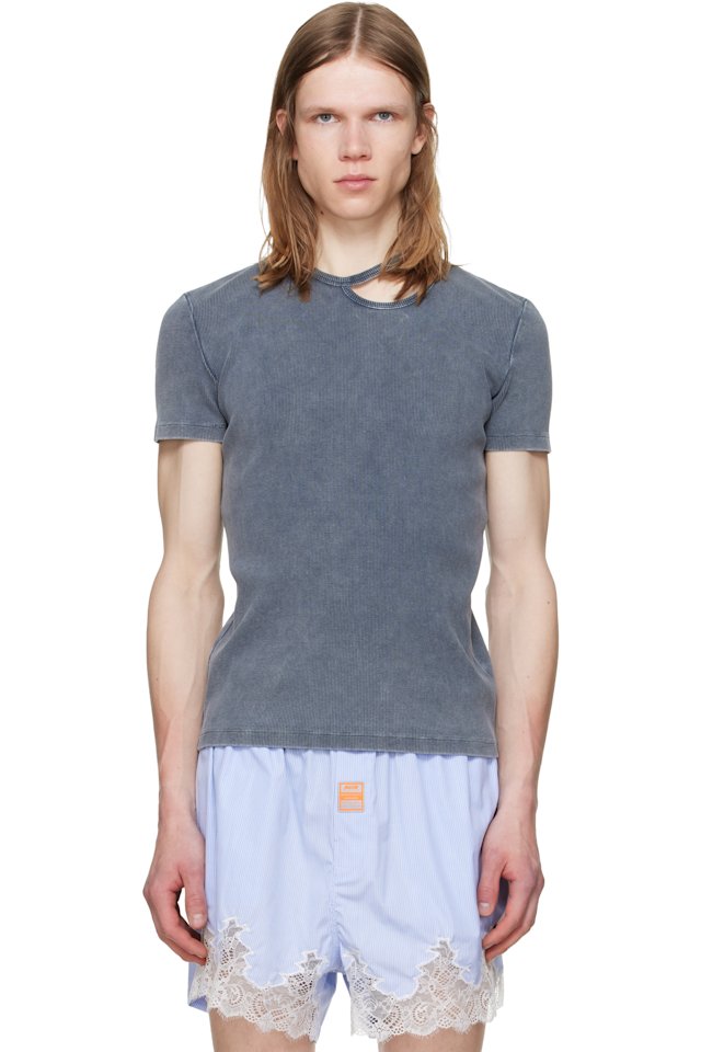LGN Louis Gabriel Nouchi — Blue Asymmetrical Opening T-shirt