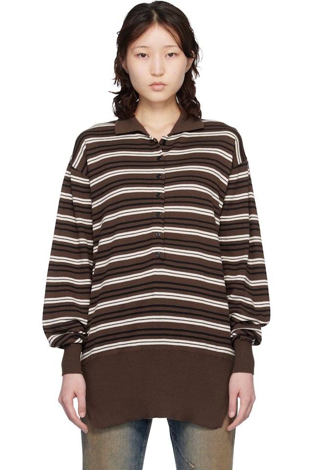 Renaissance Renaissance — Brown Marla Long Sleeve Polo