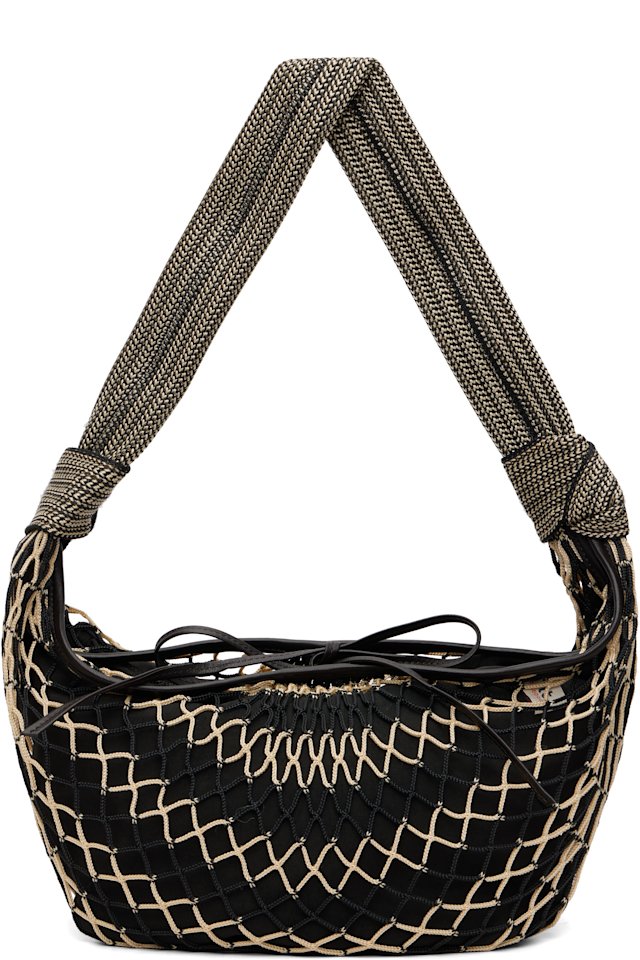 LEMAIRE — Beige & Black Fortune Croissant Filt Bag