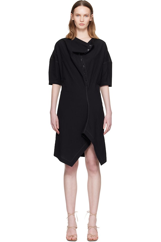 LEMAIRE — Black Soft Collar Tube Minidress