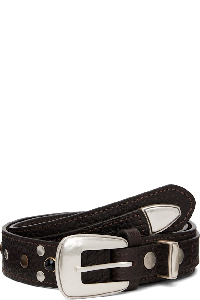LEMAIRE — Brown Western Studs 30 Belt