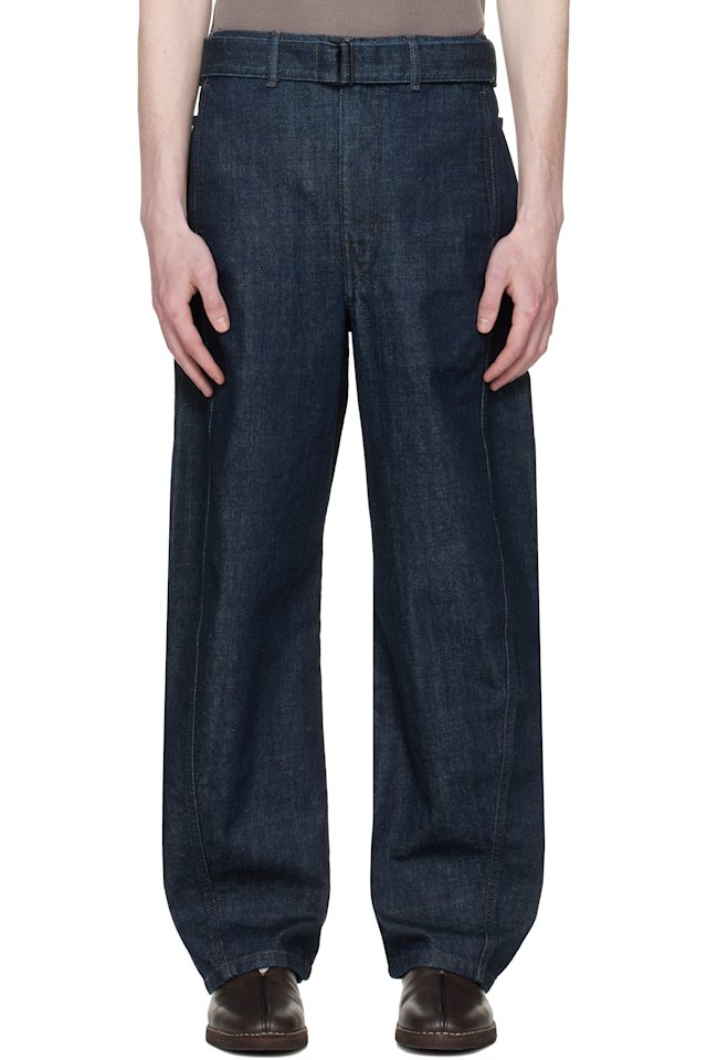 LEMAIRE — Navy Twisted Belted Jeans