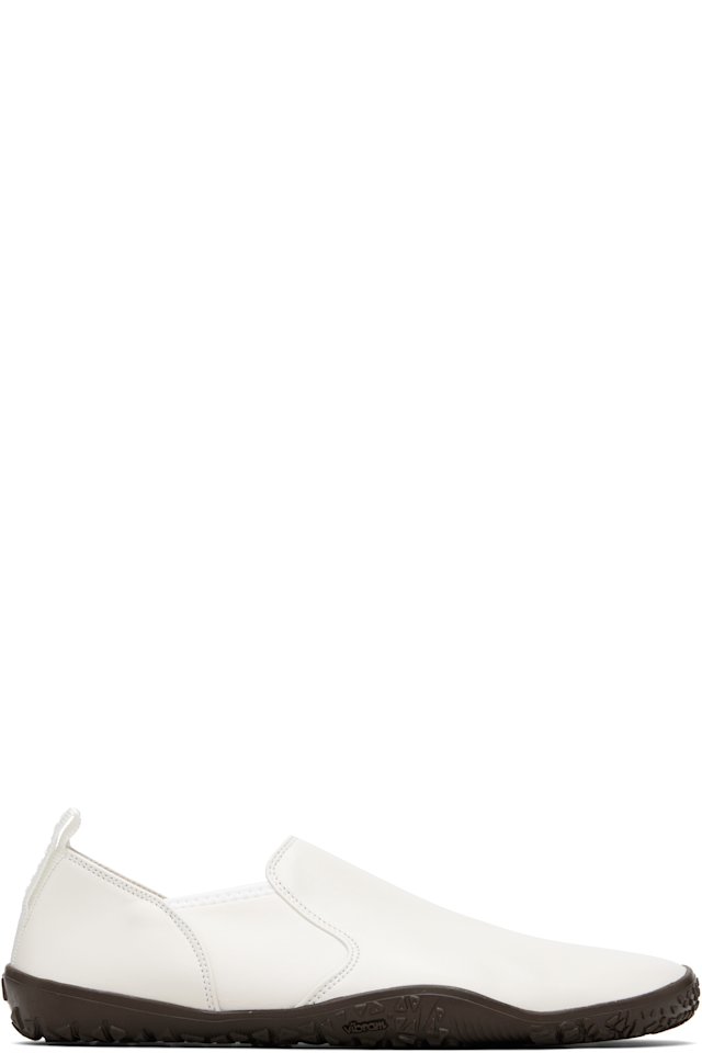 LEMAIRE — White Vibram Glove Slip On Leather Sneakers