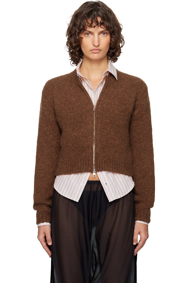 Paloma Wool — Brown 'Hasta Luego' Zip Sweater