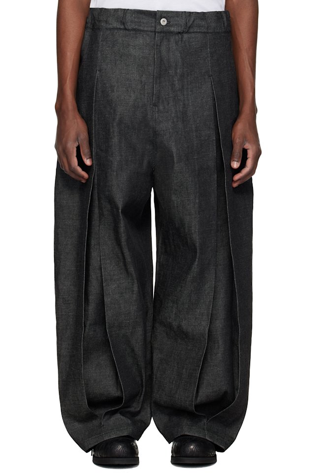 SAGE NATION — Black Box Pleat Denim Jeans