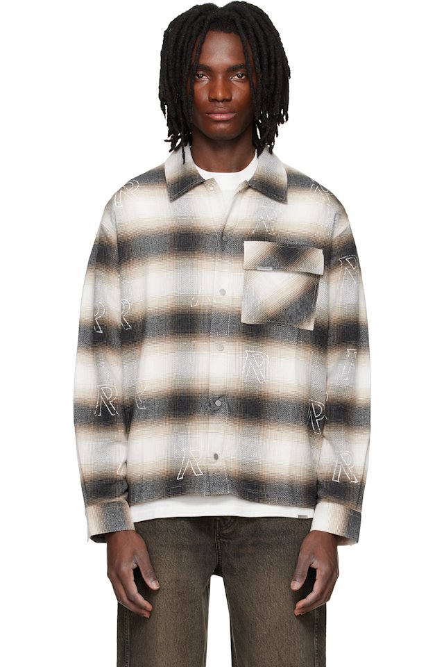 Represent — White & Brown All Over Initial Flannel Shirt