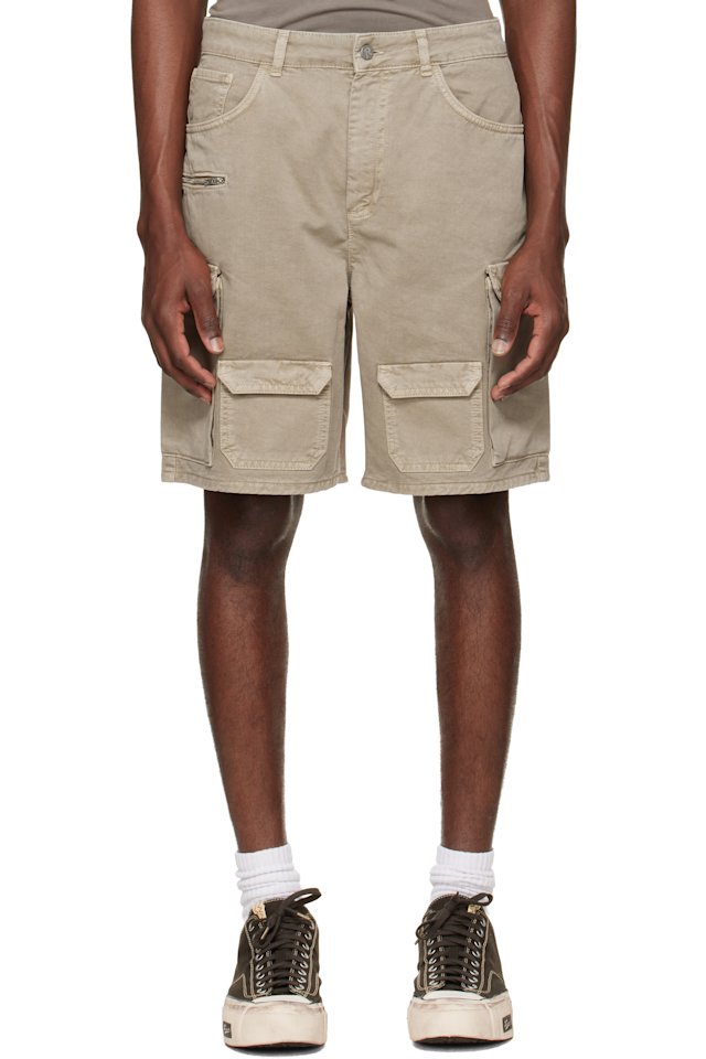 Represent — Beige Loaded Cargo Shorts