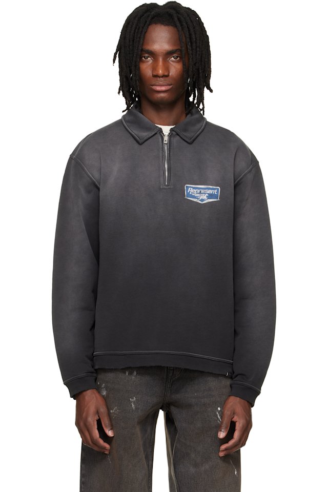 Represent — Black 'Nothing Faster' Quarter Zip Sweatshirt