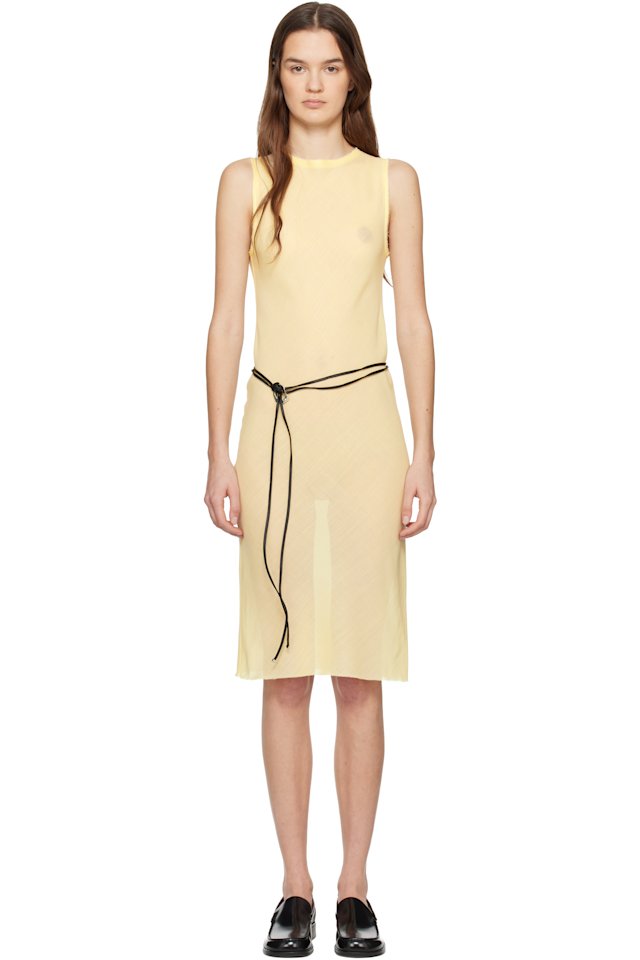 Rier — Yellow Wool Gauze Minidress