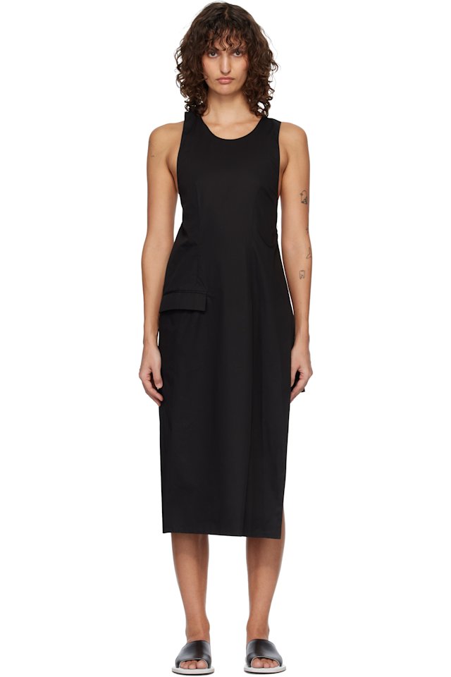 Rier — Black Suit Apron Midi Dress