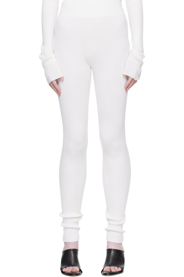 Rier — Off-White Fine Rib Silk Longjohn Leggings