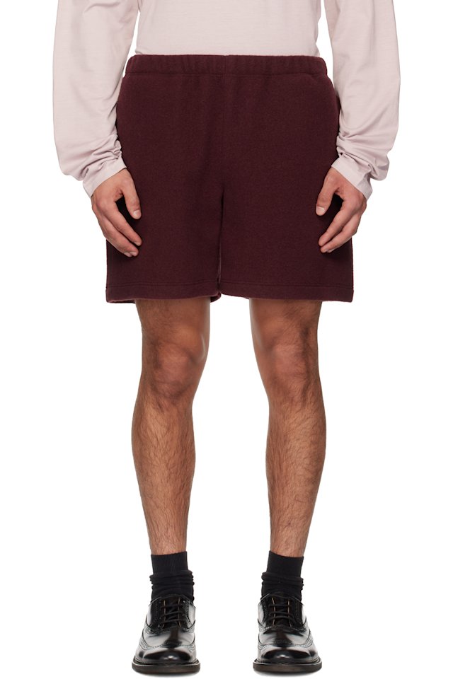 Rier — SSENSE Exclusive Burgundy Fleece Shorts
