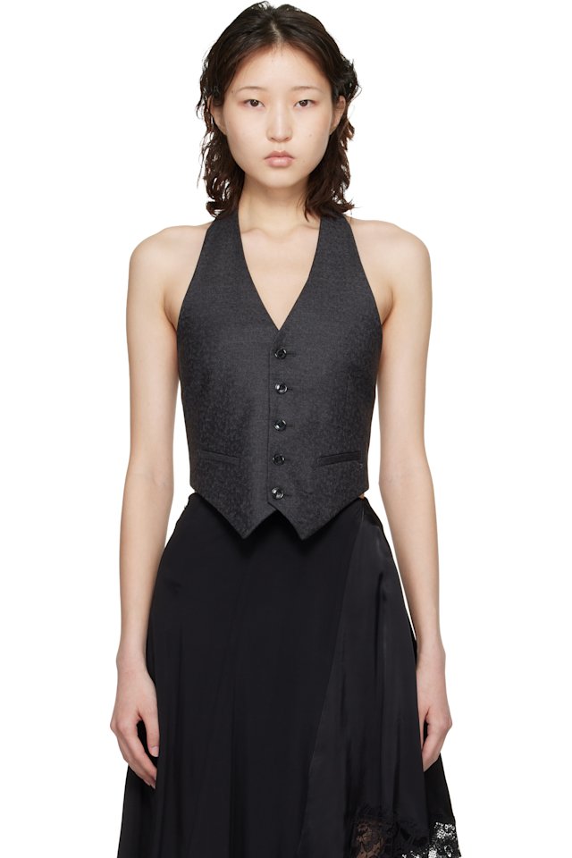 VETEMENTS — Gray Open Back Halter Tailored Vest