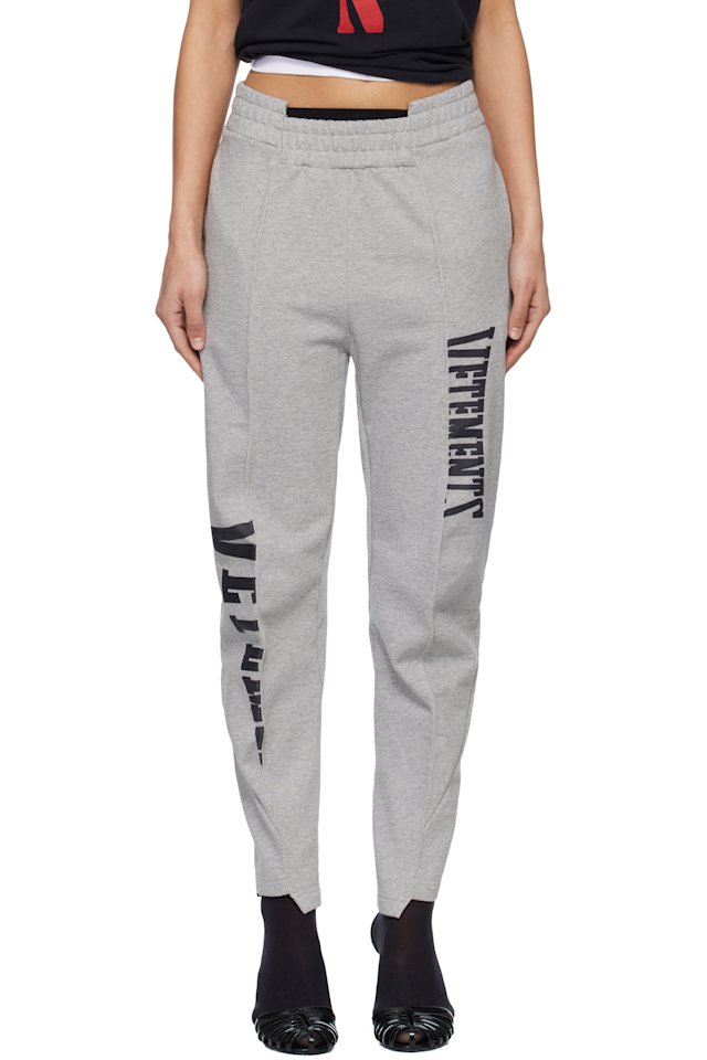 VETEMENTS — Gray Cut Up Logo Sweatpants