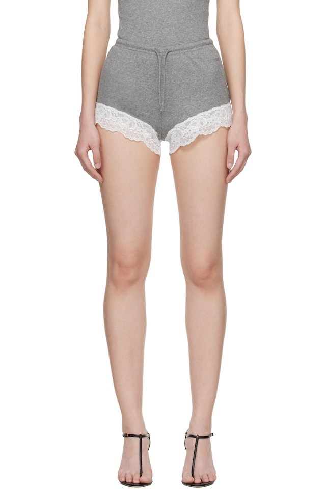 VETEMENTS — Gray Lace Mini Shorts