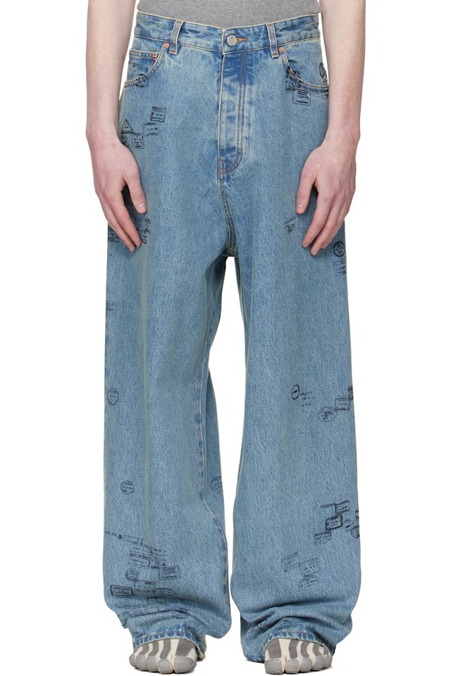 VETEMENTS — Blue Passport Stamps Jeans