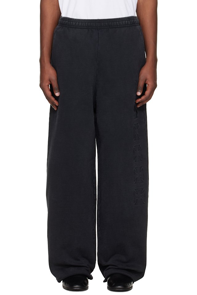 VETEMENTS — Black Embroidered Biker Cross Stripe Sweatpants