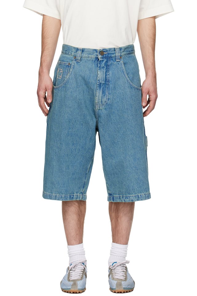 VETEMENTS — Blue Biker Cross Hip-Hop Denim Shorts