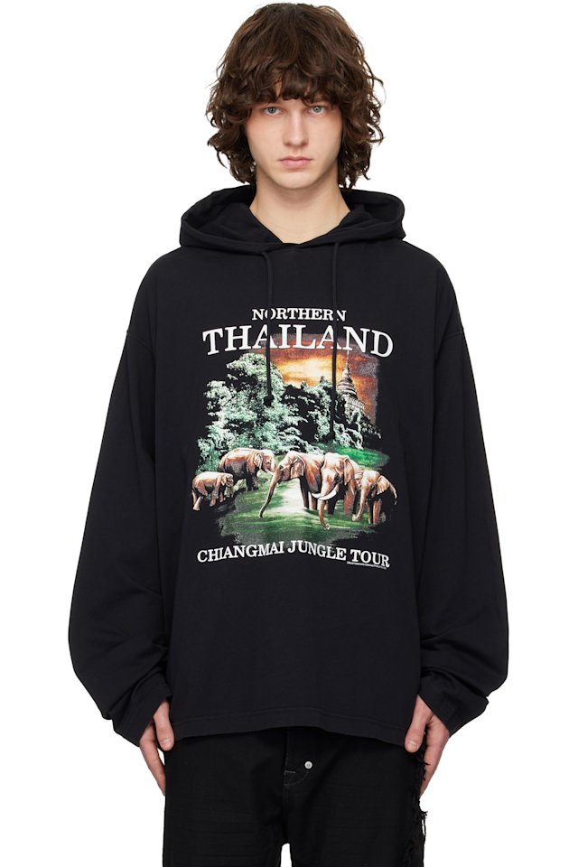 VETEMENTS — Black 'Thailand' Tourist Light Hoodie