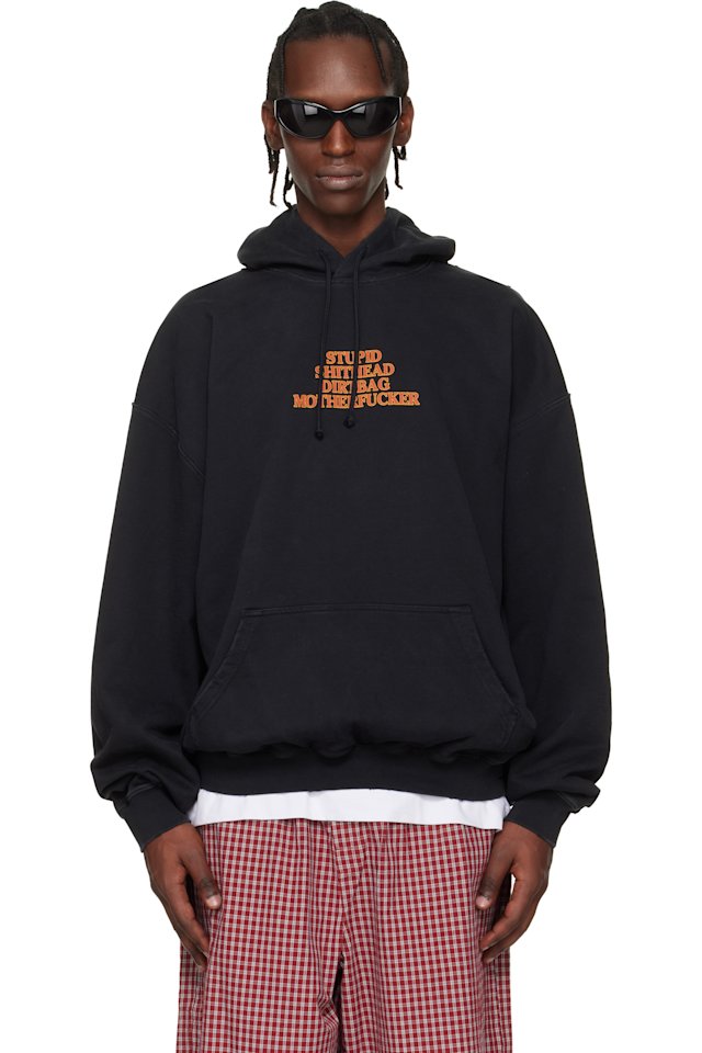 VETEMENTS — Black 'MF' Hoodie