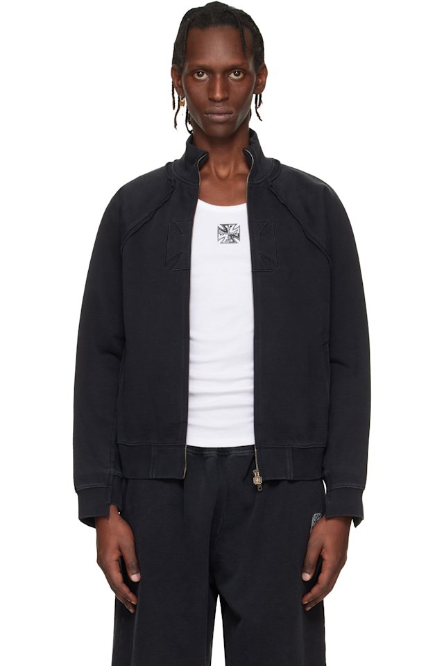 VETEMENTS — Black Biker Cross Fitted Zip-Up Track Jacket