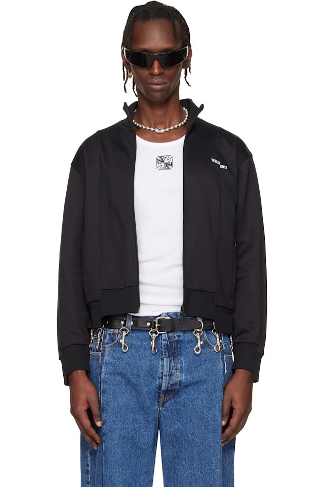 VETEMENTS — Black Cut-Up Athletic Zip-Up Track Jacket