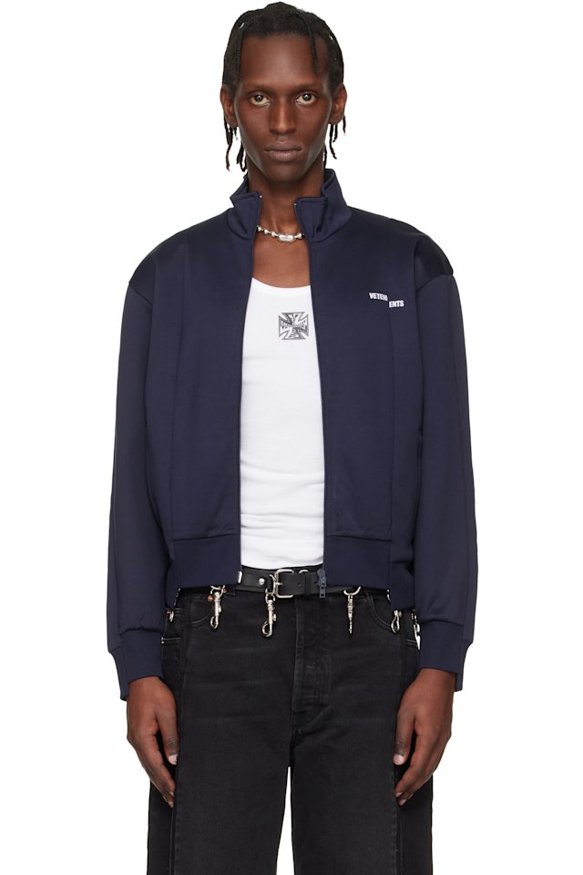VETEMENTS — Navy Cut-Up Athletic Zip-Up Track Jacket
