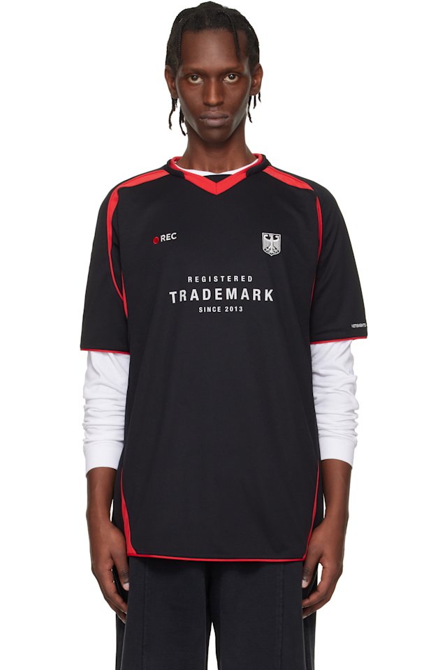 VETEMENTS — Black & Red Football Jersey