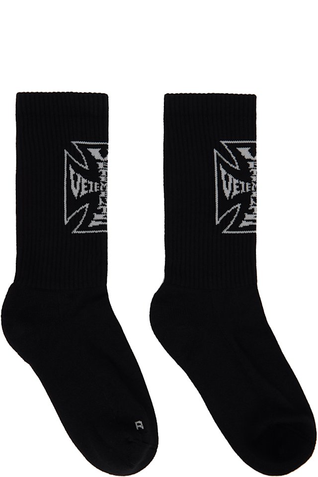 VETEMENTS — Black Biker Cross Logo Socks