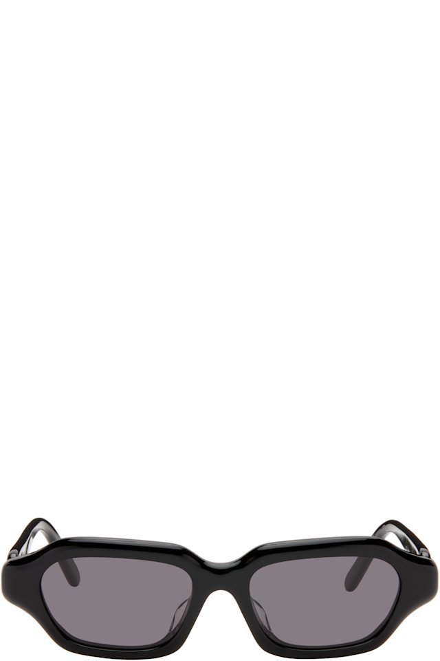 LOEWE — Black Slim Text Logo Rectangle Sunglasses