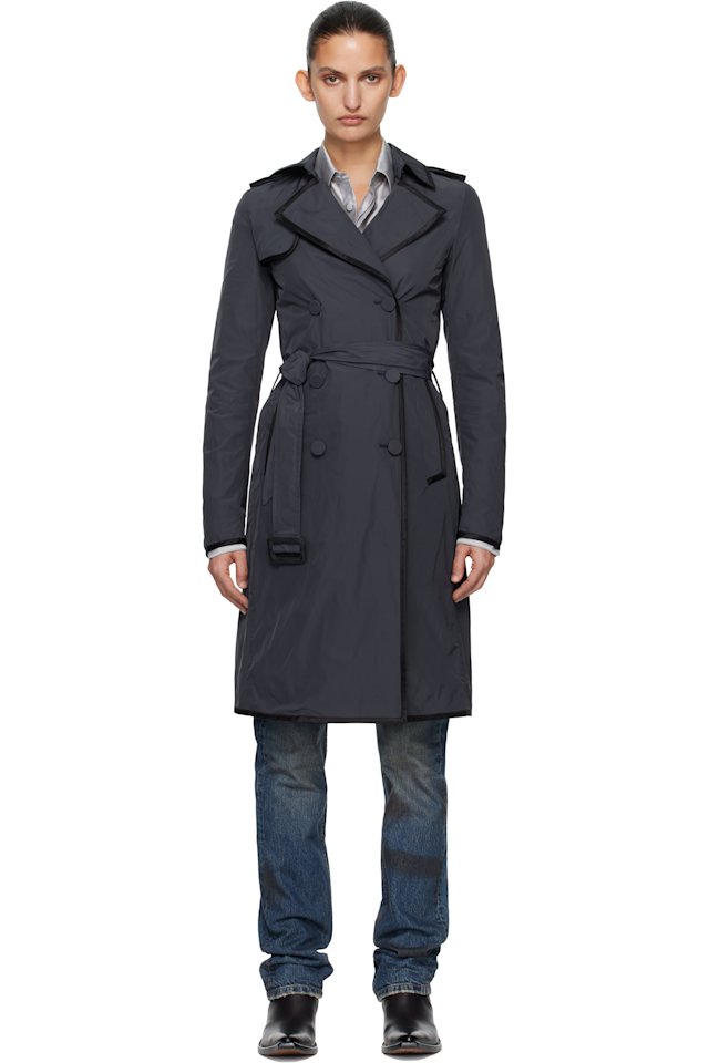 AARON ESH — Navy Nylon Trench Coat