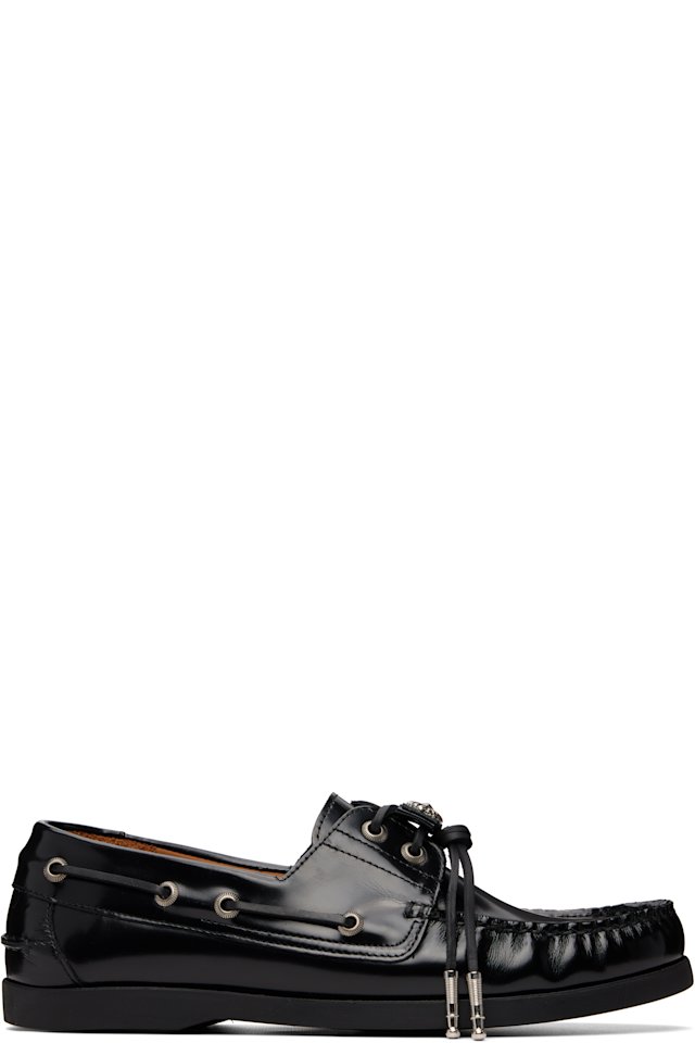 Toga Virilis — Black Leather Boat Shoes