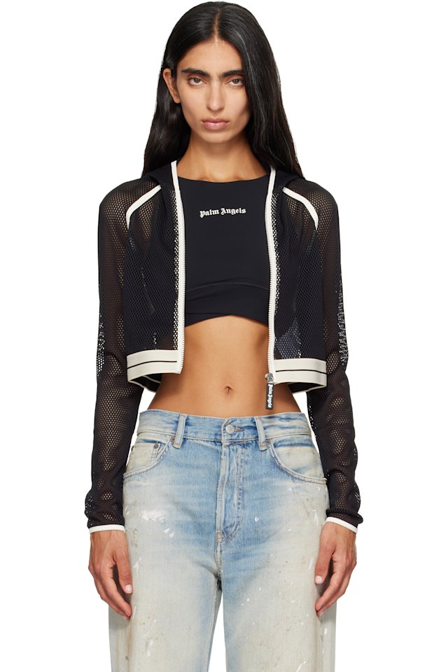 Palm Angels — Black Logo Mesh Hoodie