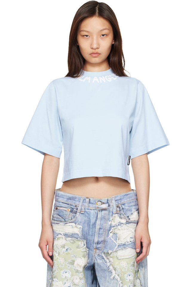 Palm Angels — Blue Neck Logo Boxy T-shirt
