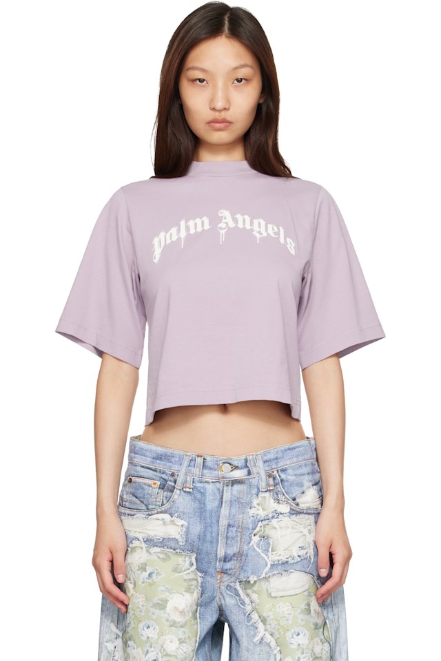 Palm Angels — Purple Dripping Curved Logo Boxy T-shirt
