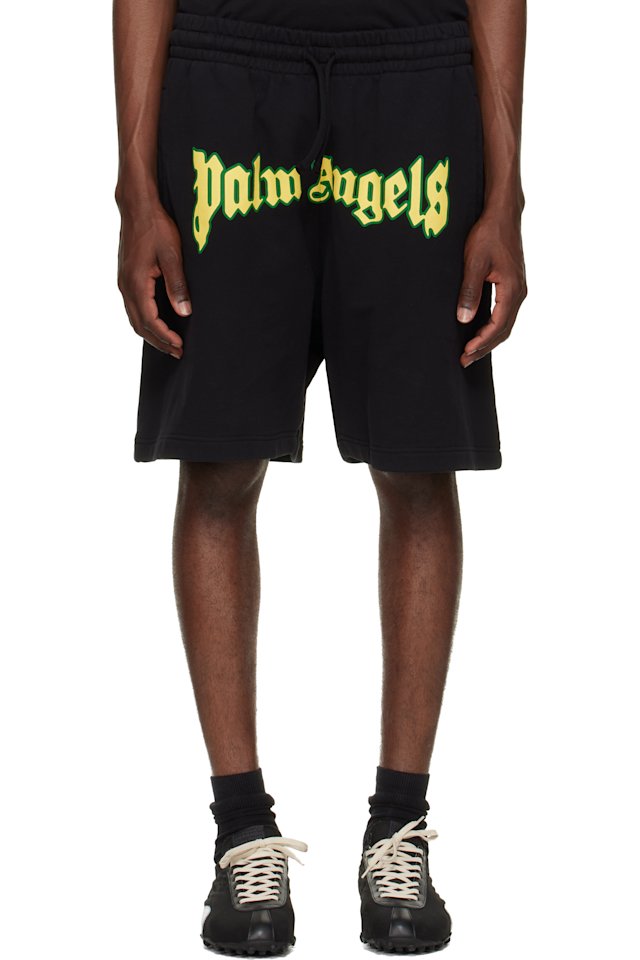 Palm Angels — Black Outline Logo Sweat Shorts