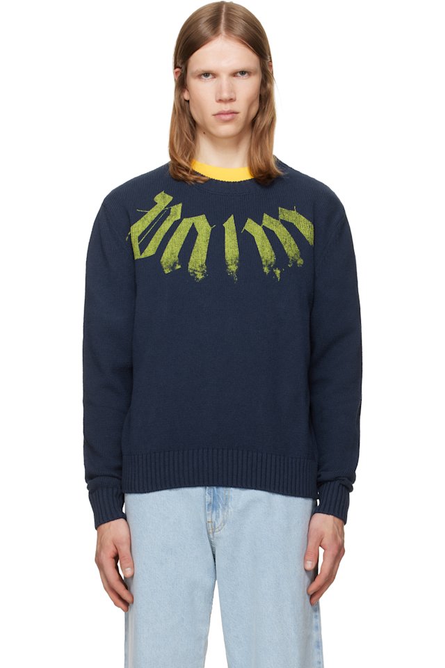 Palm Angels — Navy Big Neck Logo Sweater