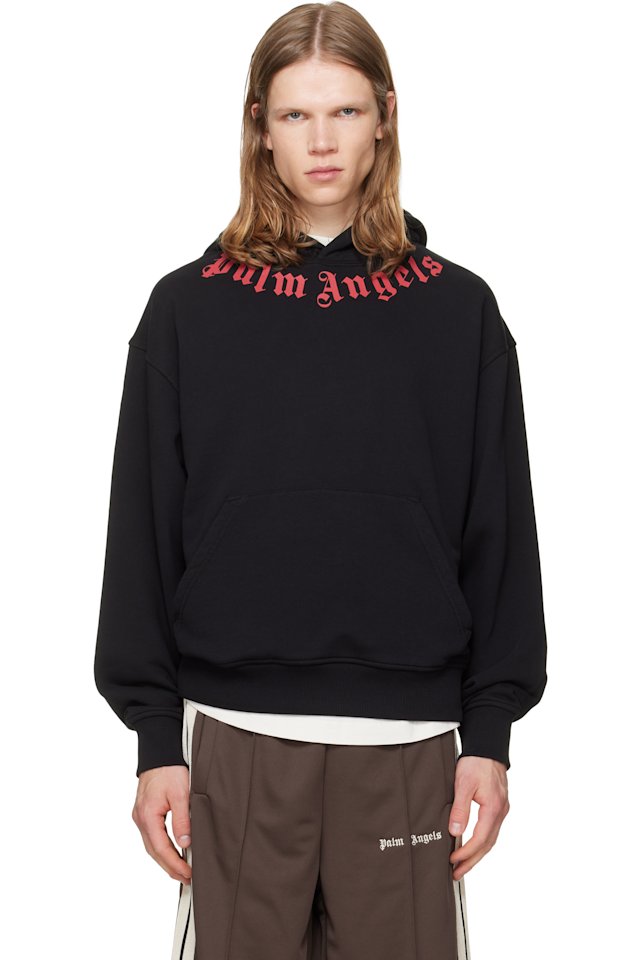 Palm Angels — Black Neck Logo Hoodie
